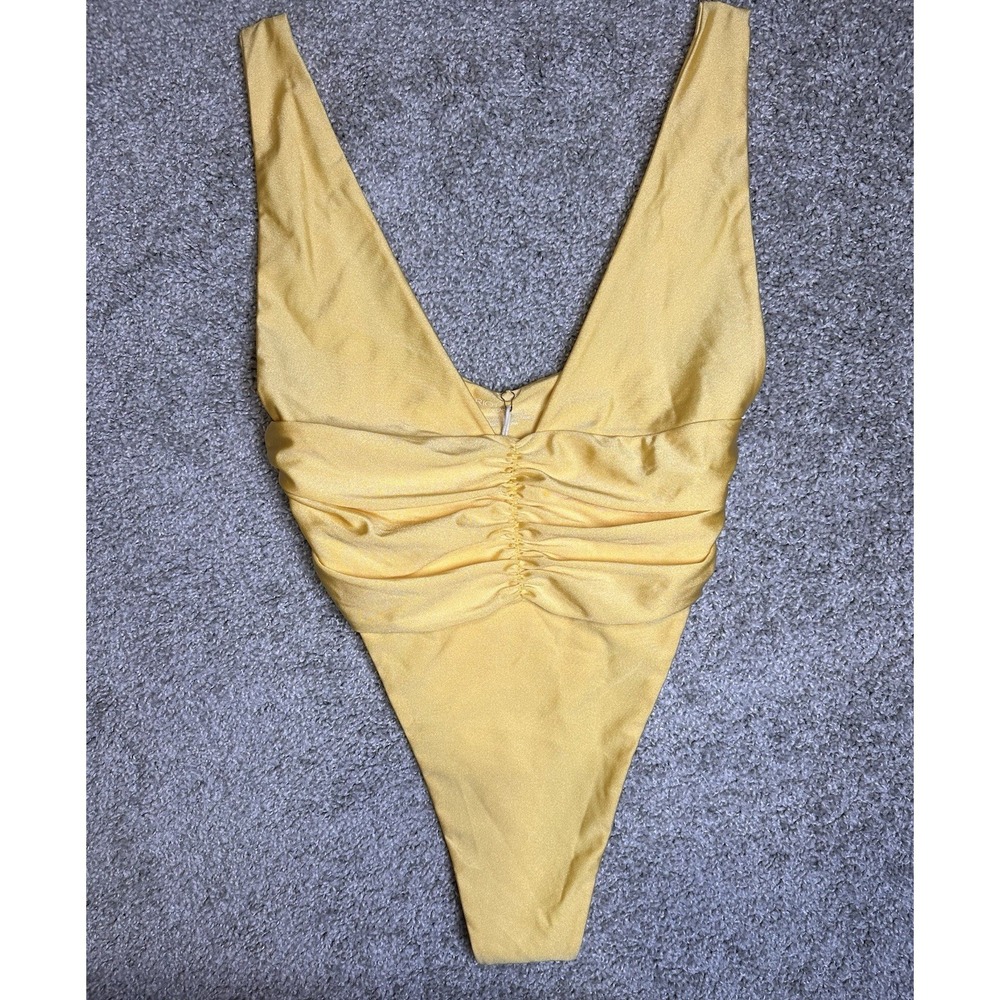 Riot Swim Echo One Piece Thong Swimsuit Poppy Yellow XL NWT Retail $180